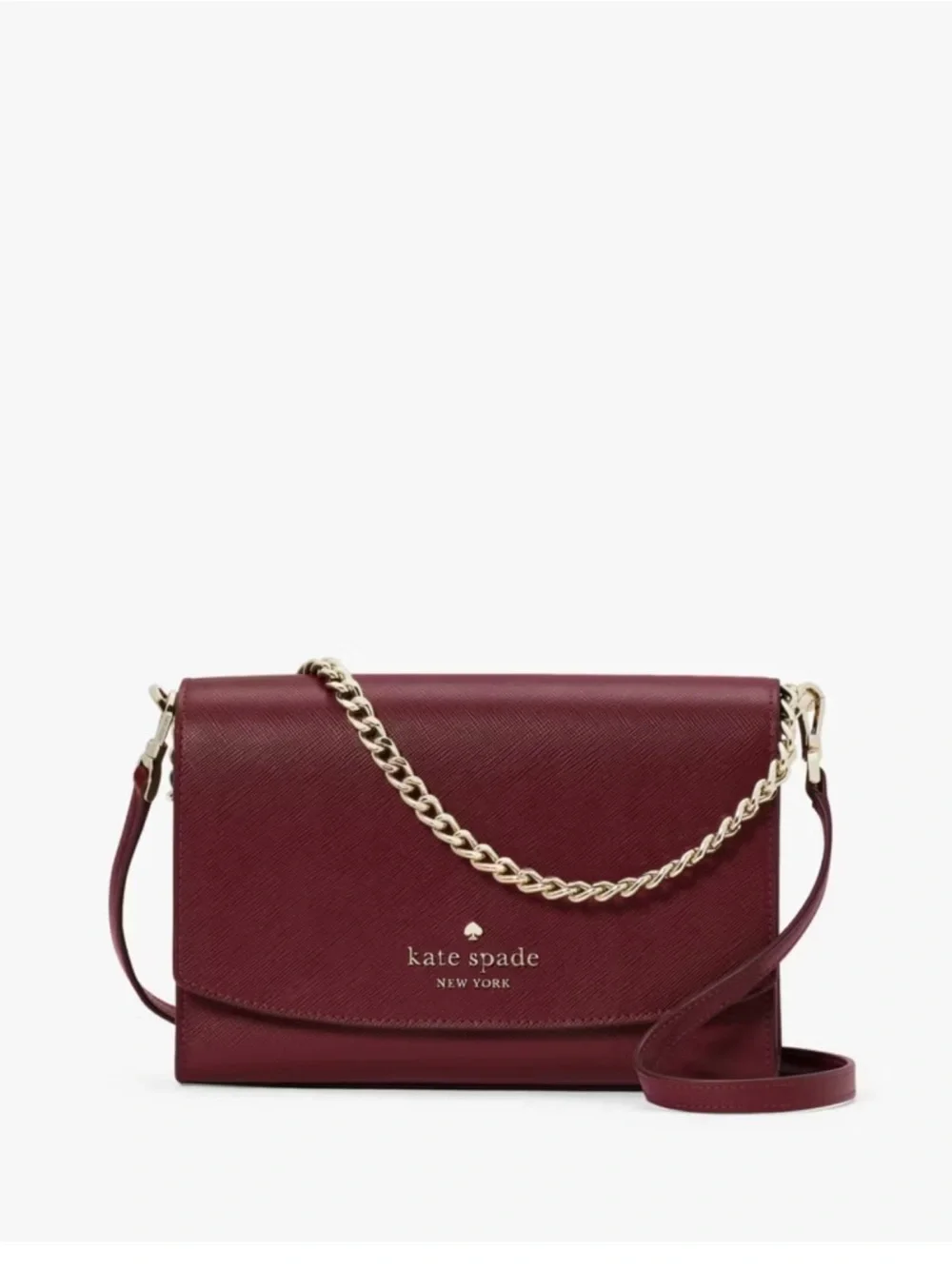 kate spade Burgundy Crossbody/shoulder bag with Gold Chain and Leather Strap